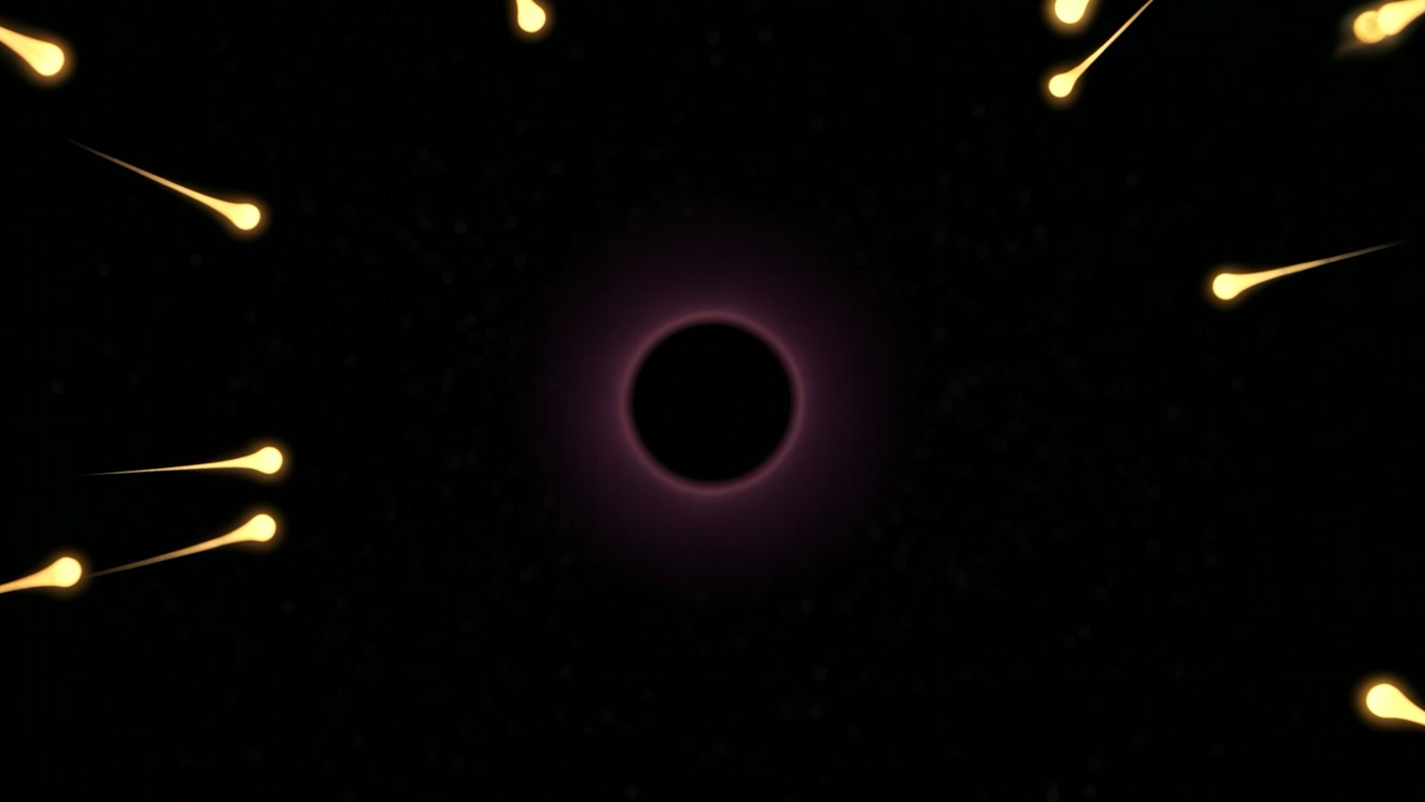 Gold sparks gathering on black, the first phase of the break piece