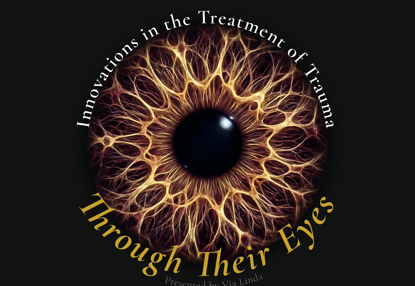The primary event mark, the iris ringed by the event title