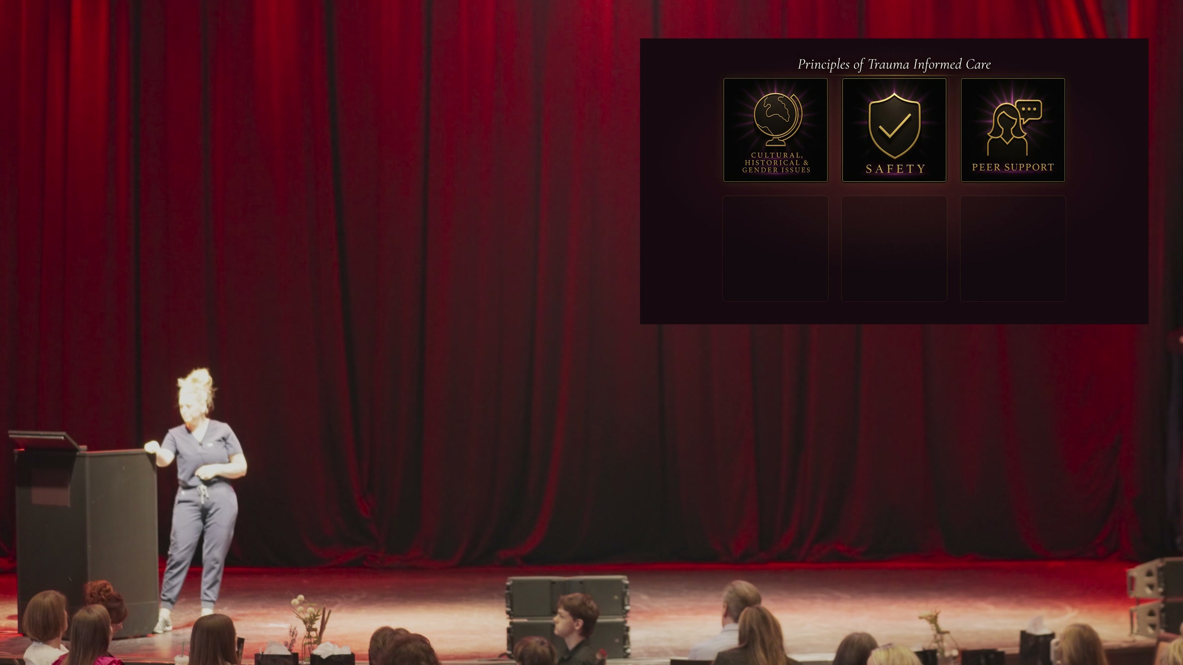 Three principles accumulated on the venue screen