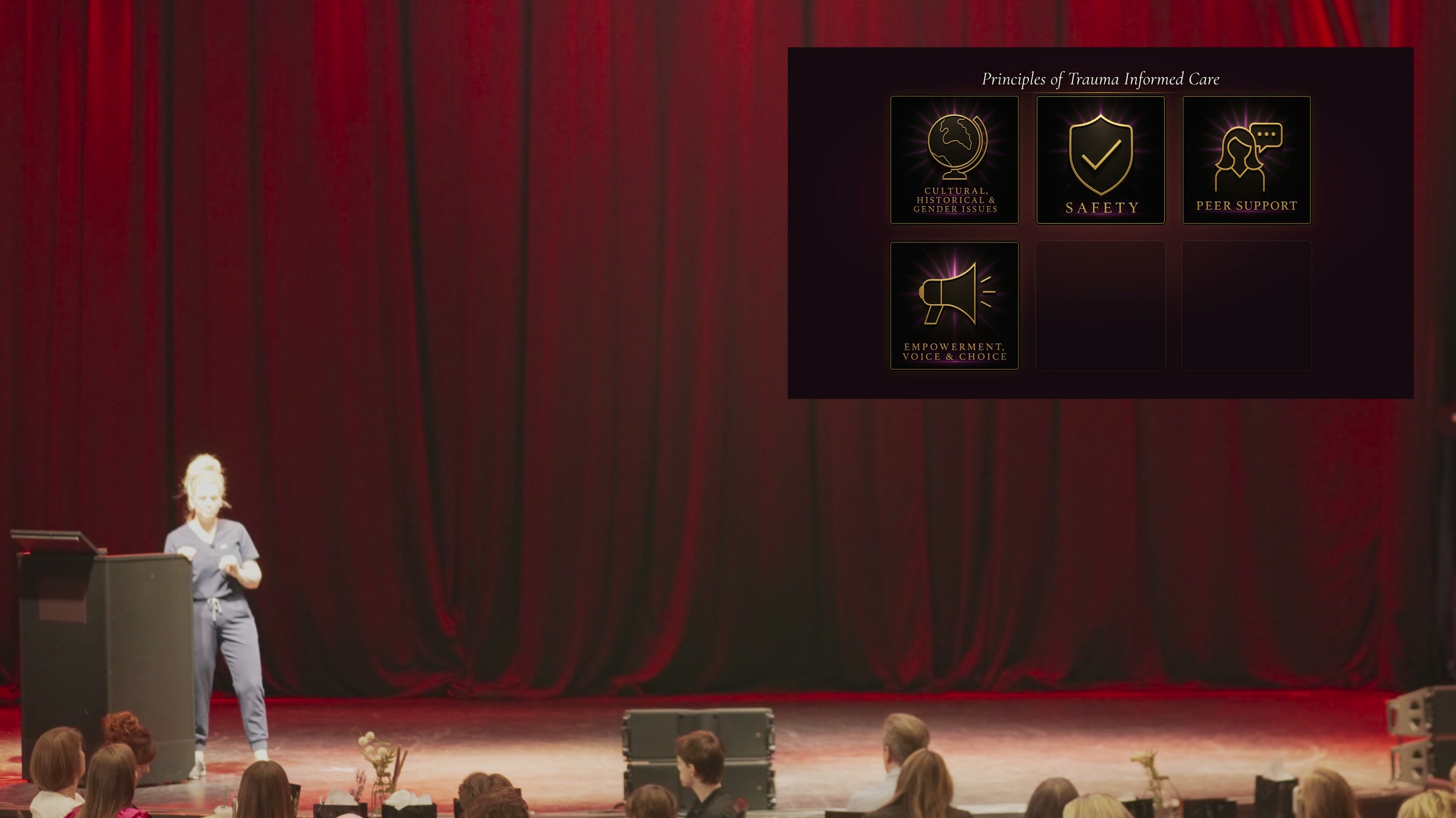 Four principles accumulated on the venue screen