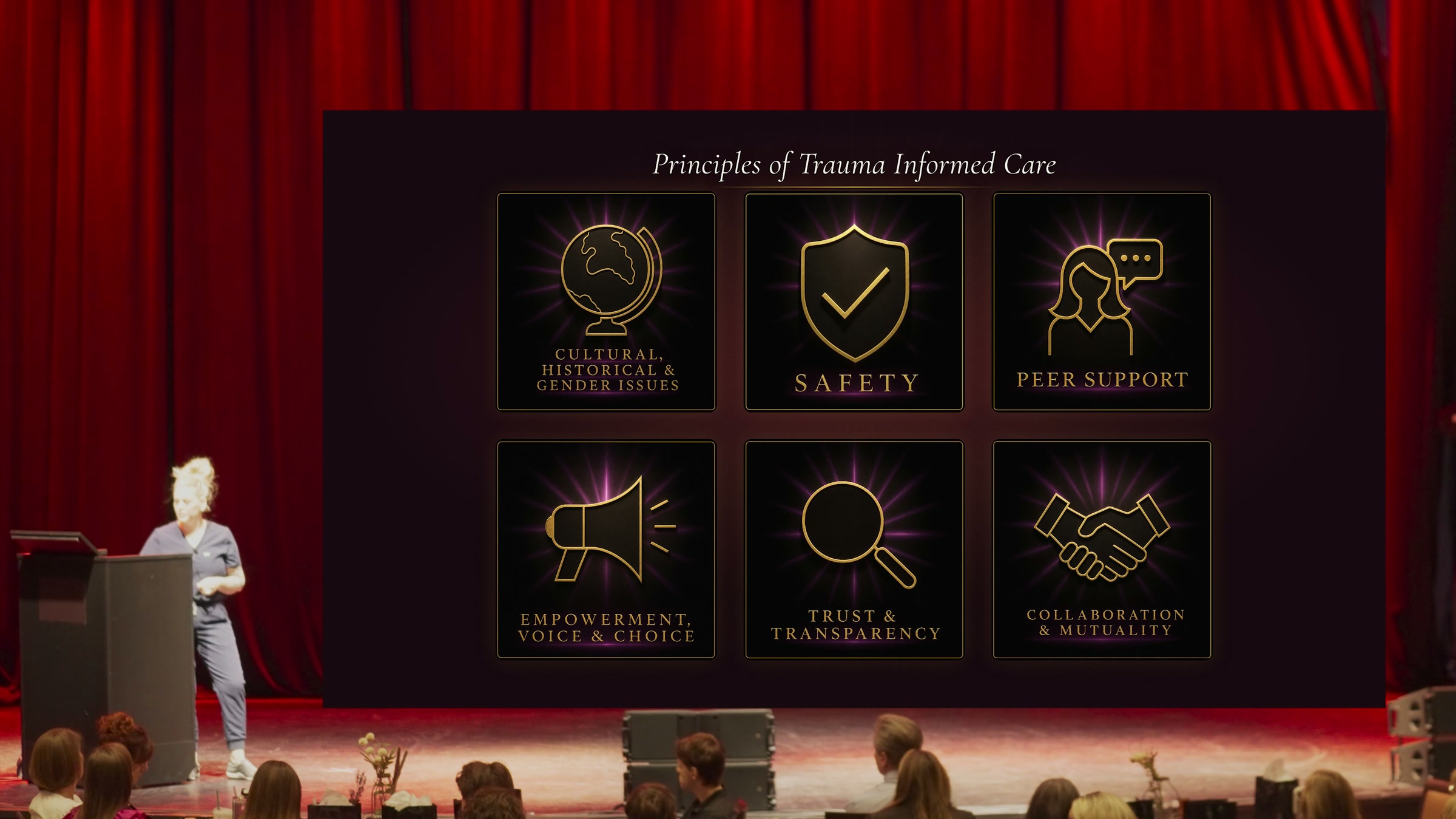 All six principles on the venue screen at the end of the keynote